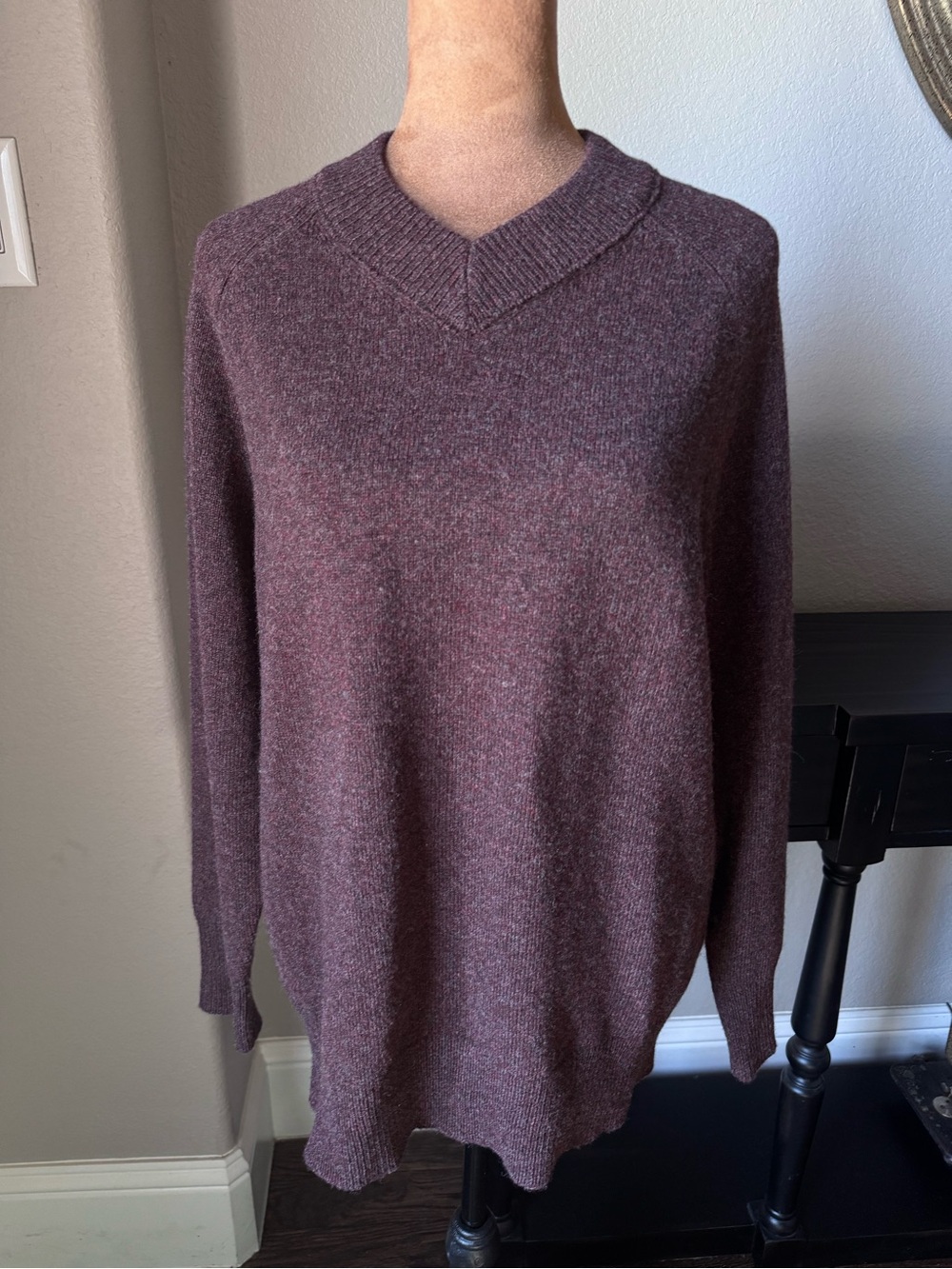 Madewell Merino Wool Johnny Collar Sweater Heather Plum Purple Relaxed Fit Small